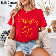 Load image into Gallery viewer, Cursive Kansas City Gold On Red
