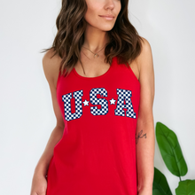 Load image into Gallery viewer, Checkered USA On Red
