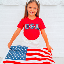Load image into Gallery viewer, YOUTH Checkered USA On Red
