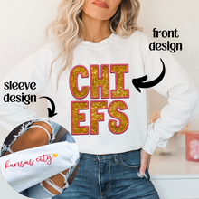 Load image into Gallery viewer, Sequin (Faux) Chiefs With Sleeve Design
